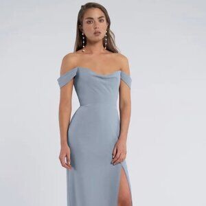 Jenny Yoo "Jacqueline" Chambray Chiffon Dress, Size 10